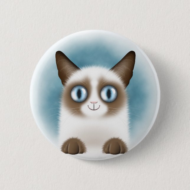 Curious Siamese Kitten 6 Cm Round Badge (Front)