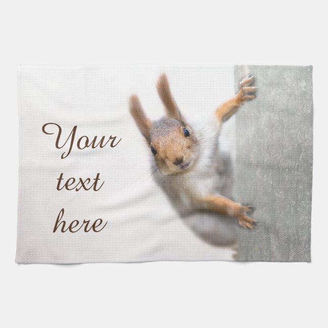 Curious squirrel tea towel (Horizontal)