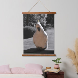 Curious Sulphur-Crested Cockatoo Hanging Tapestry