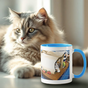 Curious Tabby Cat Grocery Bag Blue Cute      Mug
