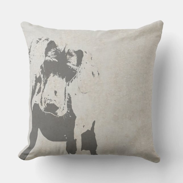 CURIOUS WEIMARANER BLOCK PRINT PILLOW 20"x20" (Front)