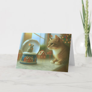 Curious Whiskers and Mouse Christmas Holiday Card