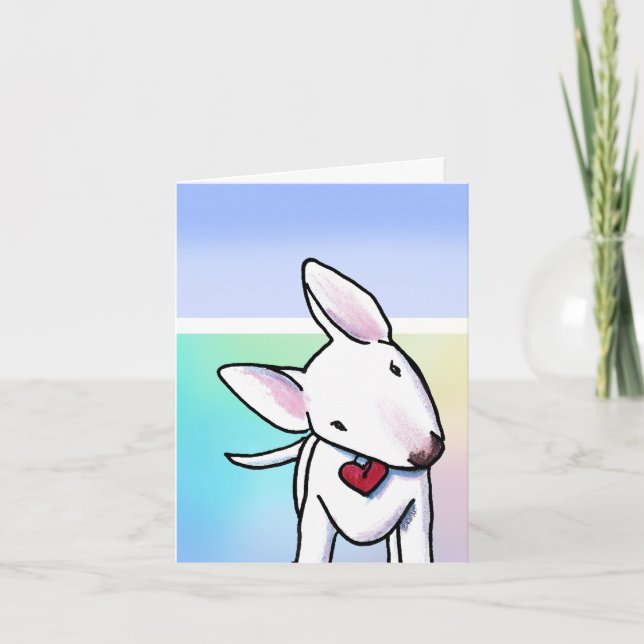 Curious White Bull Terrier Card (Front)