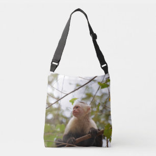 Curious White‑Faced Capuchin Crossbody Bag