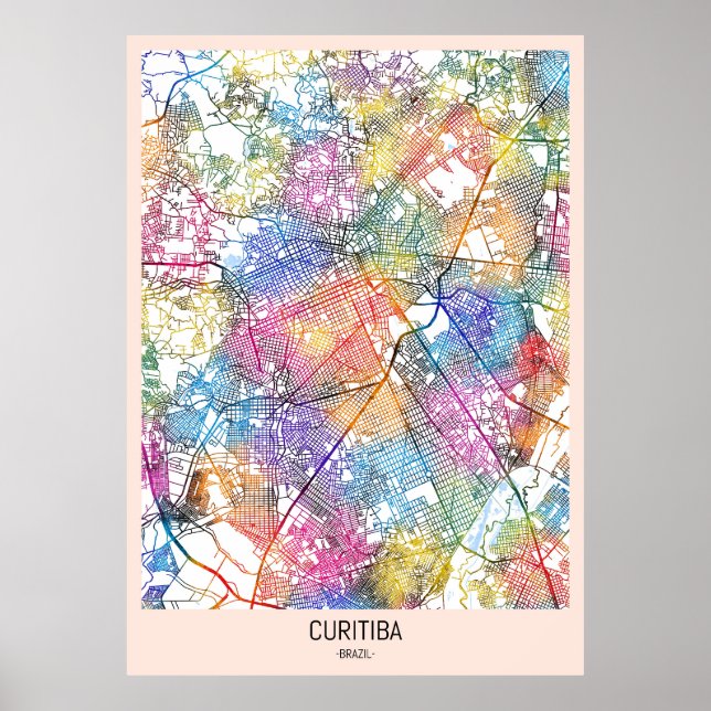 Curitiba Brazil City Map Poster (Front)
