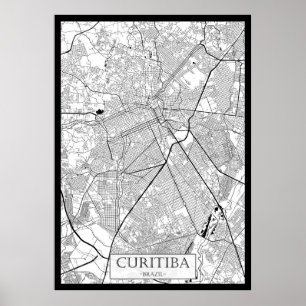 Curitiba Brazil Map Poster