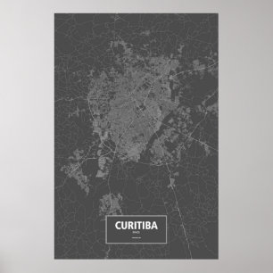 Curitiba, Brazil (white on black) Poster