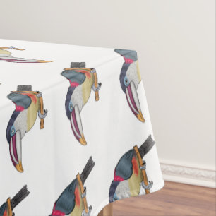 Curl crested aracari bird cartoon illustration tablecloth
