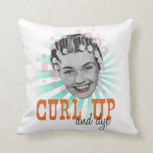 Curl Up and Dye Vintage Graphic Throw Pillow