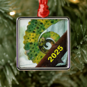 Curled Chameleon Tail Metal Ornament
