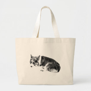 Curled Corgi, Easy Carry Large Tote Bag