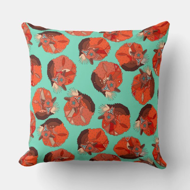 curled fox polka mint cushion (Front)