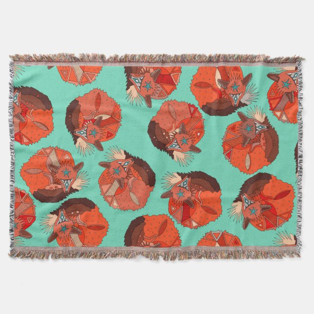 curled fox polka mint throw blanket (Front)