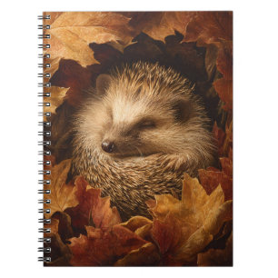 Curled Hedgehog Autumn Leaf Nest Art Notebook