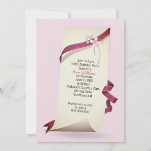 Curled Paper 100th Birthday invite
