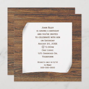 Curled Paper on Oak Wood Invitation