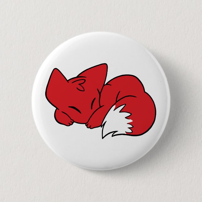 Curled Sleeping Fox 6 Cm Round Badge (Front)
