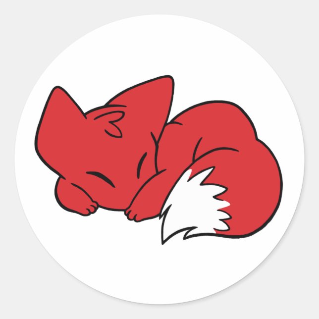 Curled Sleeping Fox Classic Round Sticker (Front)