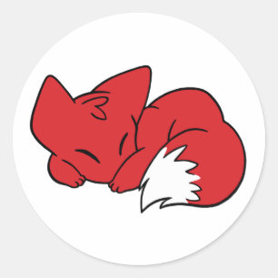 Curled Sleeping Fox Classic Round Sticker