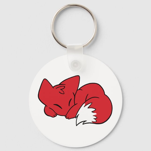 Curled Sleeping Fox Key Ring (Front)