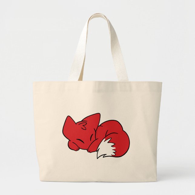 Curled Sleeping Fox Large Tote Bag (Front)