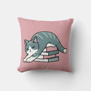 Curled Up with a Book and a Cat - Cosy Cat Reading Cushion