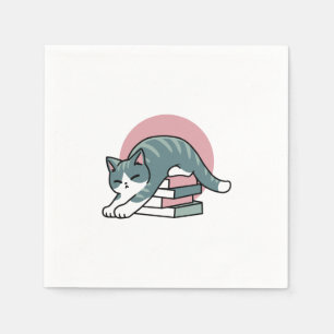 Curled Up with a Book and a Cat - Cosy Cat Reading Napkin