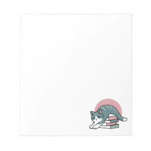 Curled Up with a Book and a Cat - Cozy Cat Reading Notepad