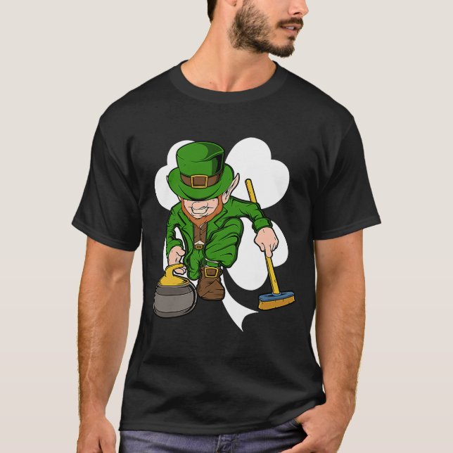 Curler Leprechaun St. Patrick's Day Curling T-Shirt (Front)