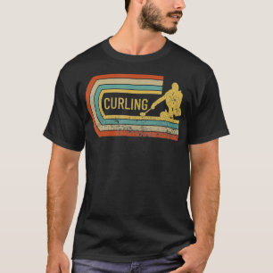 Curler Silhouette Distressed Retro Curling T-Shirt