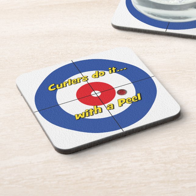 "Curlers do it to a Tee" Coasters - (Blue) (Left Side)