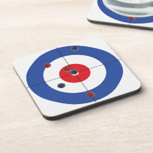 Curler's Drink Coasters - (Blue)