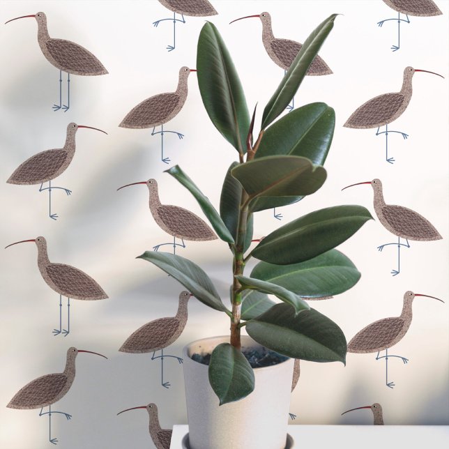 Curlew Bird Coastal Pattern Wallpaper (Curlew coastal bird art peel and stick wallpaper)