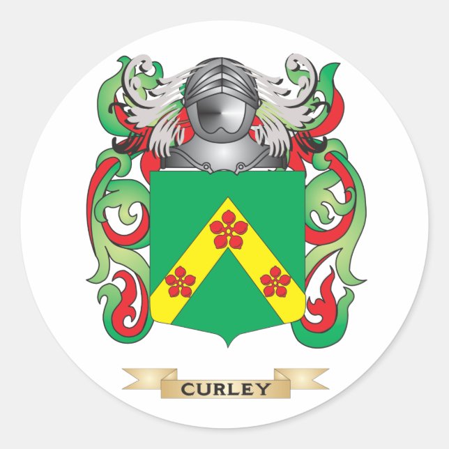 Curley Coat of Arms Classic Round Sticker (Front)