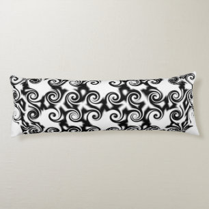 Curlicue Pentagon Black On White Body Cushion