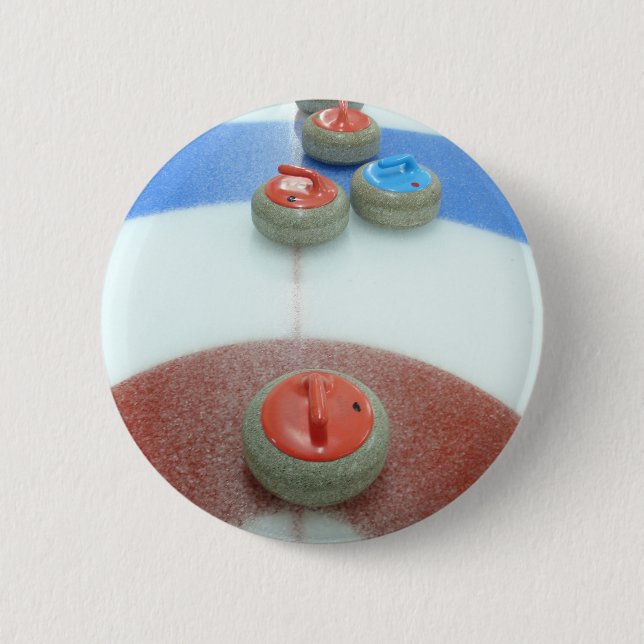 Curling 6 Cm Round Badge (Front)