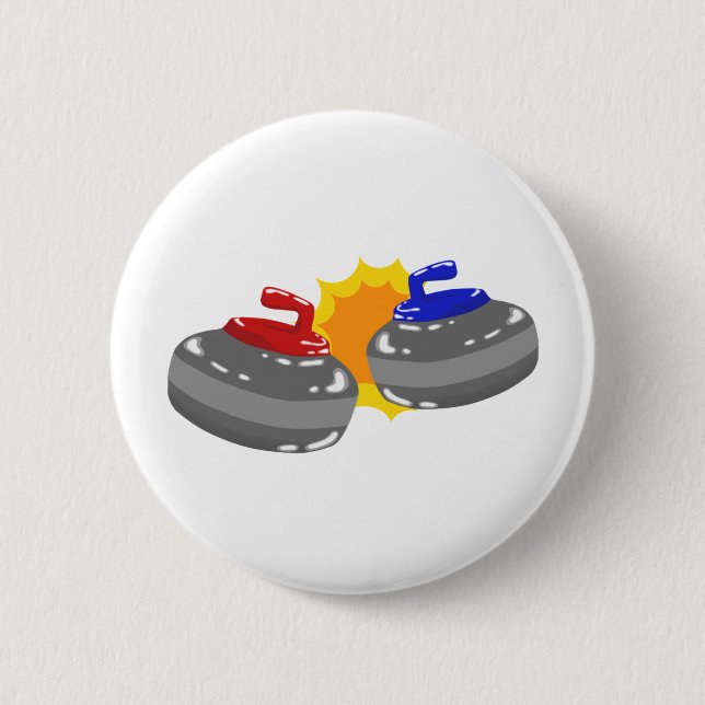 Curling 6 Cm Round Badge (Front)