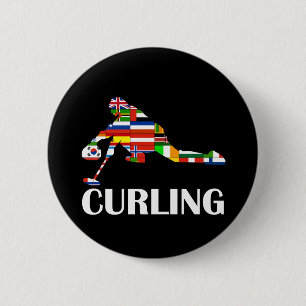 Curling 6 Cm Round Badge