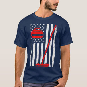 Curling american flag curling T-Shirt