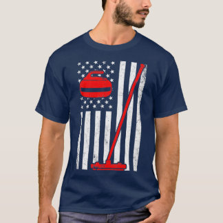 Curling american flag curling T-Shirt