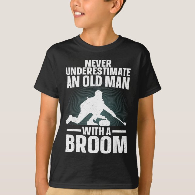 Curling Art For Grandpa Men Curling Srt Curling Lo T-Shirt (Front)