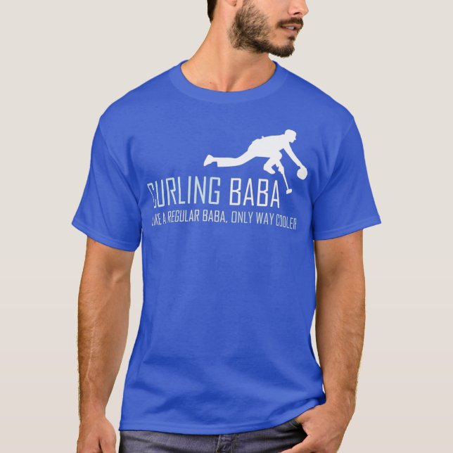 Curling Baba  Funny Curler Sled Gift T-Shirt (Front)