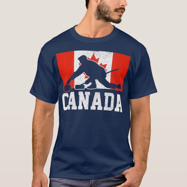 Curling Canada  Canadian Flag Winter Sports Fan T-Shirt (Front)
