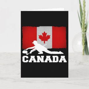 Curling Canada Flag Pride Vacation Travel Canadian Card