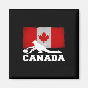 Curling Canada Flag Pride Vacation Travel Canadian Magnet