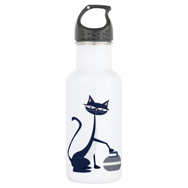 Curling cat 532 ml water bottle (Front)