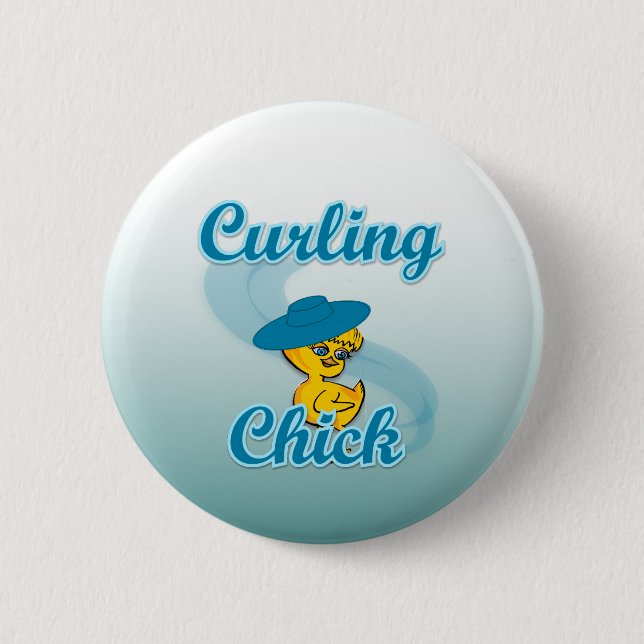 Curling Chick #3 6 Cm Round Badge (Front)