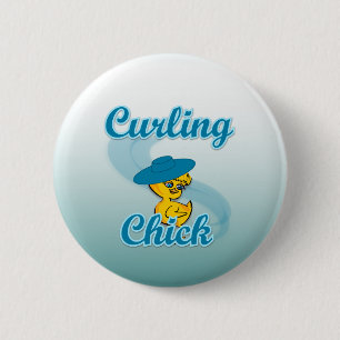 Curling Chick #3 6 Cm Round Badge