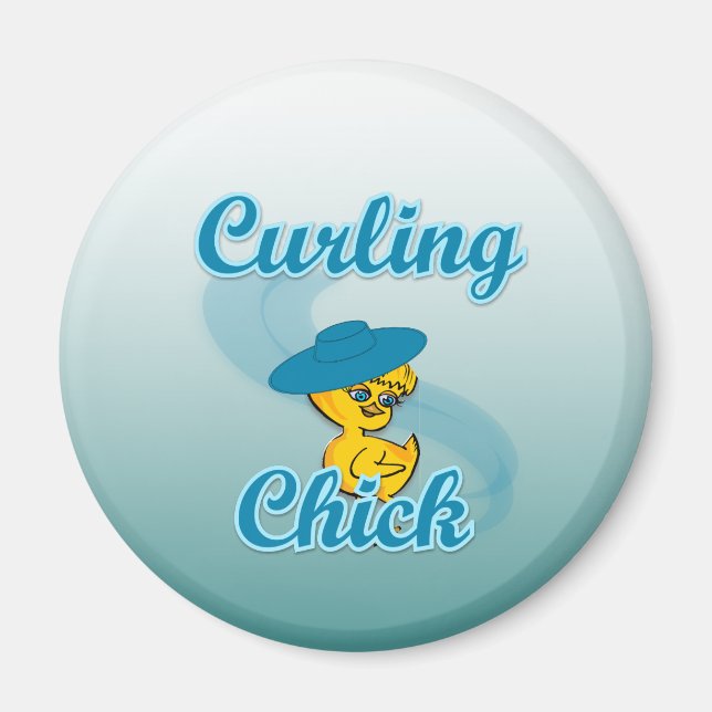 Curling Chick #3 Magnet (Front)