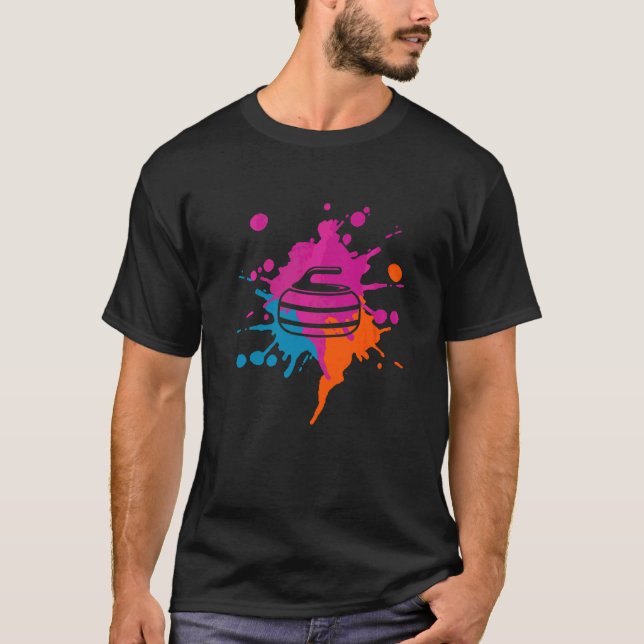 Curling Colorful Splash T-Shirt (Front)